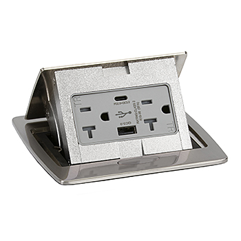 Stainless Steel Pop Up w/20A GFI Receptacle Lew Electric PUFP-CT-SS Countertop Box 